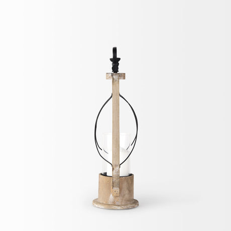 Zain I Small Brown Wooden Vintage Inspired Candle Holder Lantern by Mercana at Eve Furniture
