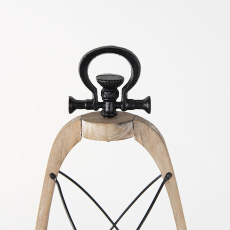 Zain I Small Brown Wooden Vintage Inspired Candle Holder Lantern by Mercana at Eve Furniture
