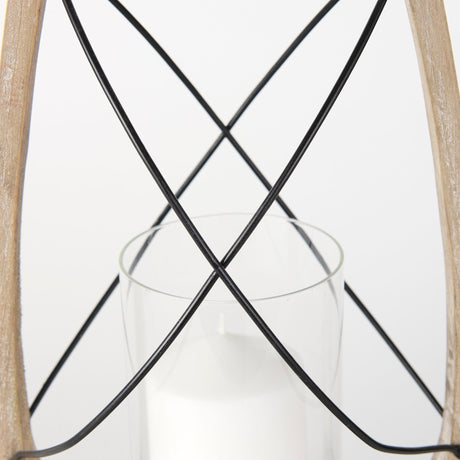 Zain I Small Brown Wooden Vintage Inspired Candle Holder Lantern by Mercana at Eve Furniture