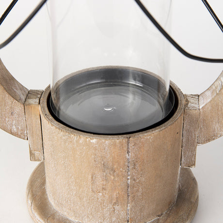 Zain I Small Brown Wooden Vintage Inspired Candle Holder Lantern by Mercana at Eve Furniture
