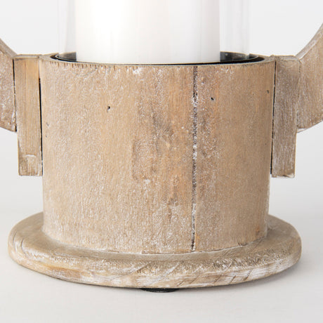 Zain I Small Brown Wooden Vintage Inspired Candle Holder Lantern by Mercana at Eve Furniture