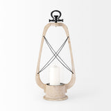 Zain II Large Brown Wooden Vintage Inspired Candle Holder Lantern by Mercana at Eve Furniture