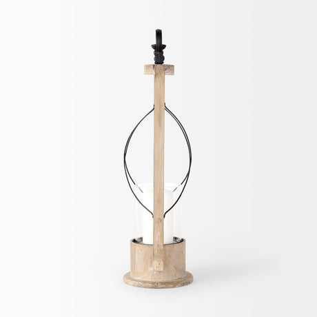 Zain II Large Brown Wooden Vintage Inspired Candle Holder Lantern by Mercana at Eve Furniture