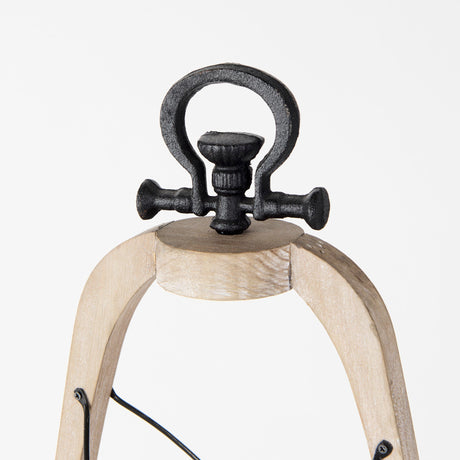 Zain II Large Brown Wooden Vintage Inspired Candle Holder Lantern by Mercana at Eve Furniture