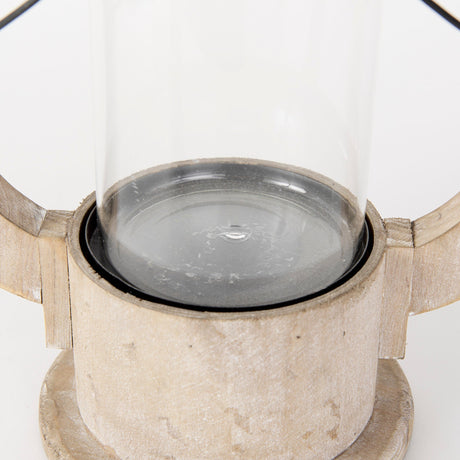 Zain II Large Brown Wooden Vintage Inspired Candle Holder Lantern by Mercana at Eve Furniture
