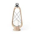 Zain II Large Brown Wooden Vintage Inspired Candle Holder Lantern by Mercana at Eve Furniture