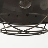 Zaio Weathered Antique Gold Metal Caged Bulb Pendant Light by Mercana at Eve Furniture