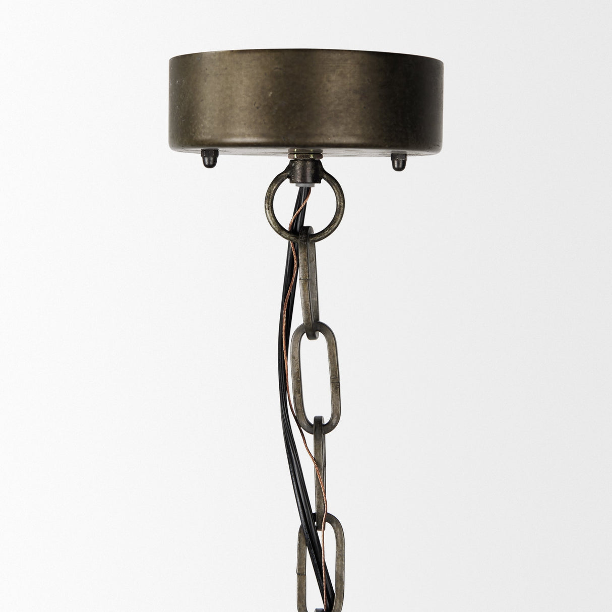 Zaio Weathered Antique Gold Metal Caged Bulb Pendant Light by Mercana at Eve Furniture