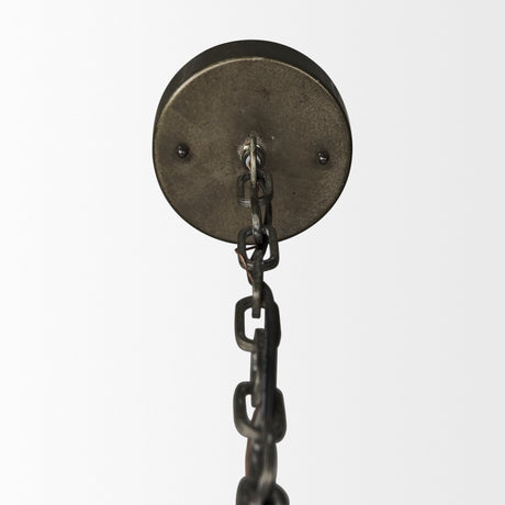 Zaio Weathered Antique Gold Metal Caged Bulb Pendant Light by Mercana at Eve Furniture