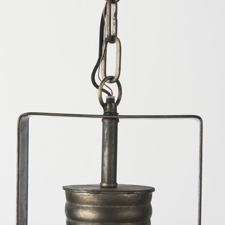 Zaio Weathered Antique Gold Metal Caged Bulb Pendant Light by Mercana at Eve Furniture