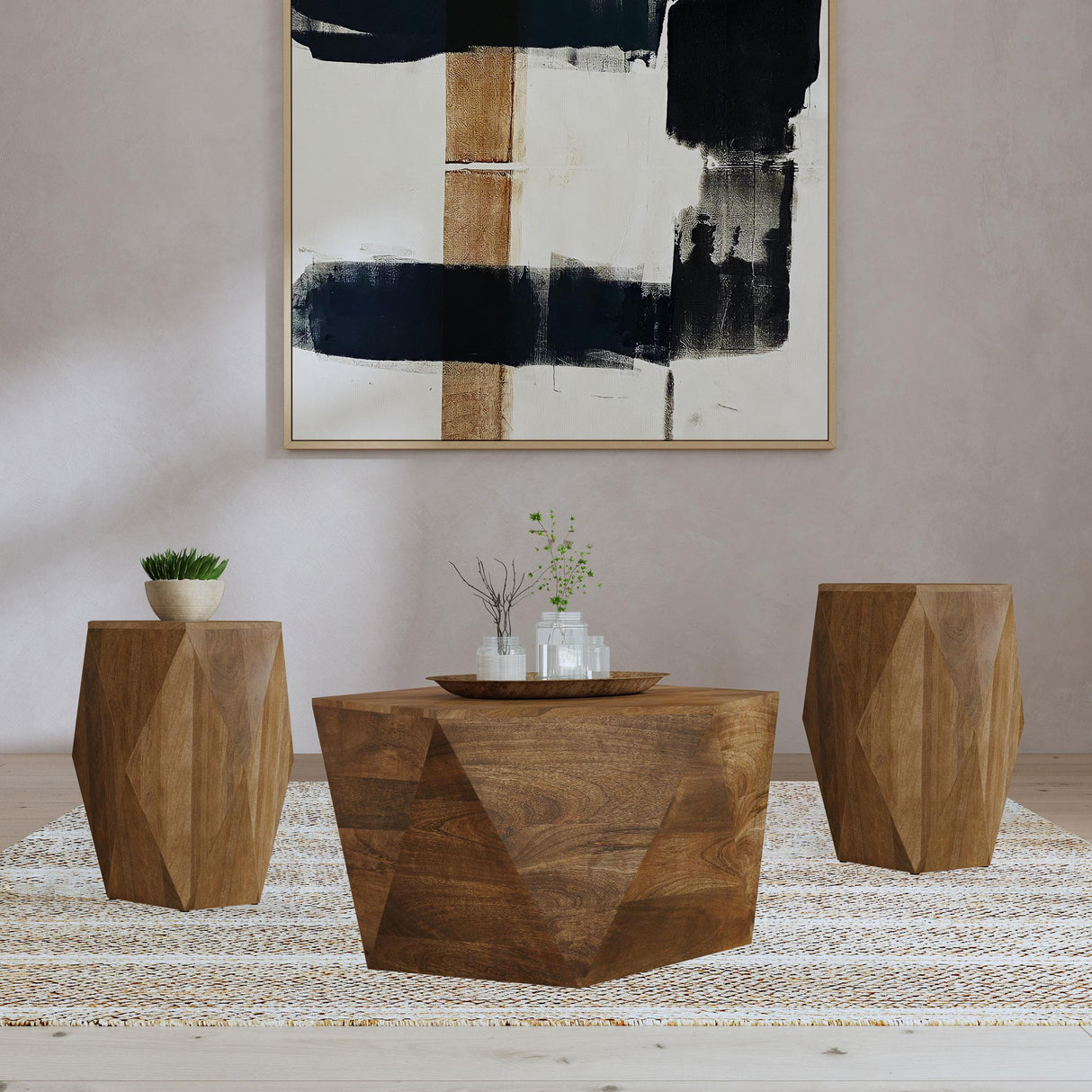 Zalika Natural 3-Piece Solid Wood Coffee and End Table Set by Coaster at Eve Furniture