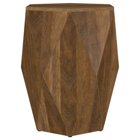 Zalika Natural Hexagonal Solid Mango Wood End Table by Coaster at Eve Furniture