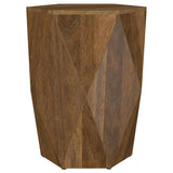 Zalika Natural Hexagonal Solid Mango Wood End Table by Coaster at Eve Furniture