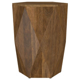 Zalika Natural Hexagonal Solid Mango Wood End Table by Coaster at Eve Furniture