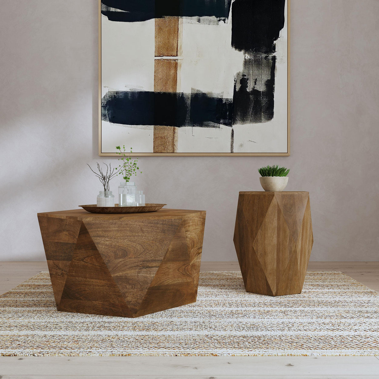 Zalika Natural Hexagonal Solid Mango Wood End Table by Coaster at Eve Furniture
