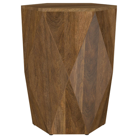 Zalika Natural Hexagonal Solid Mango Wood End Table by Coaster at Eve Furniture