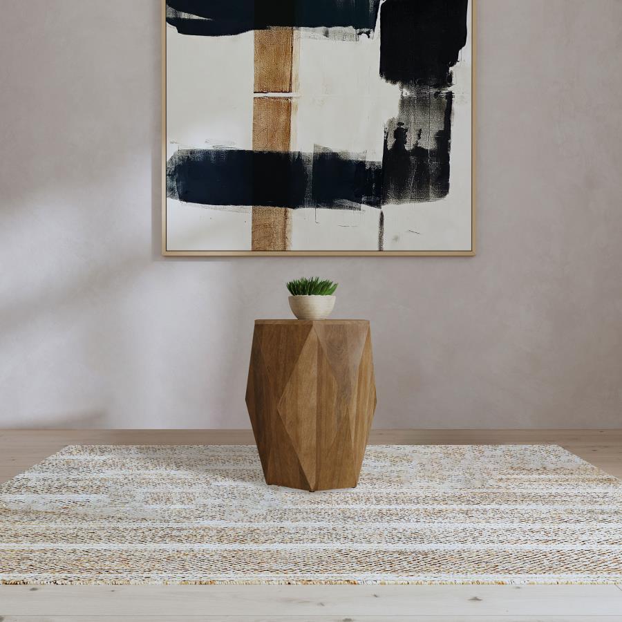 Zalika Natural Hexagonal Solid Mango Wood End Table by Coaster at Eve Furniture