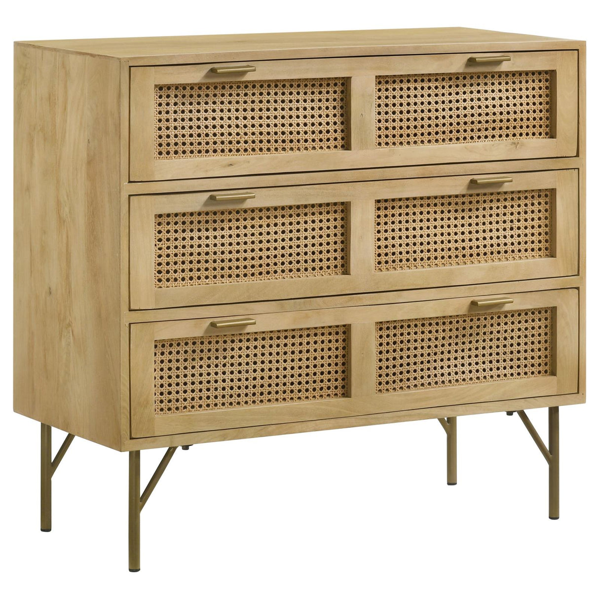 Zamora Natural/Antique Brass 3-Drawer Accent Cabinet