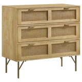 Zamora Natural/Antique Brass 3-Drawer Accent Cabinet