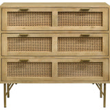 Zamora Natural/Antique Brass 3-Drawer Accent Cabinet