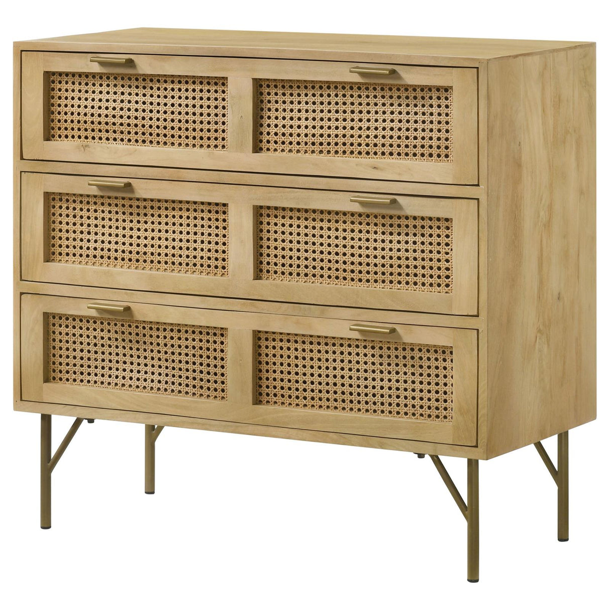 Zamora Natural/Antique Brass 3-Drawer Accent Cabinet