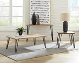 Zander Natural/Matte Black Coffee Table with Hairpin Leg