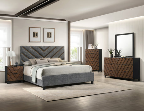 Zane Brown & Gray Upholstered Bedroom Set by Crown Mark at Eve Furniture