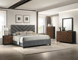 Zane Brown & Gray Upholstered King Bed by Crown Mark at Eve Furniture