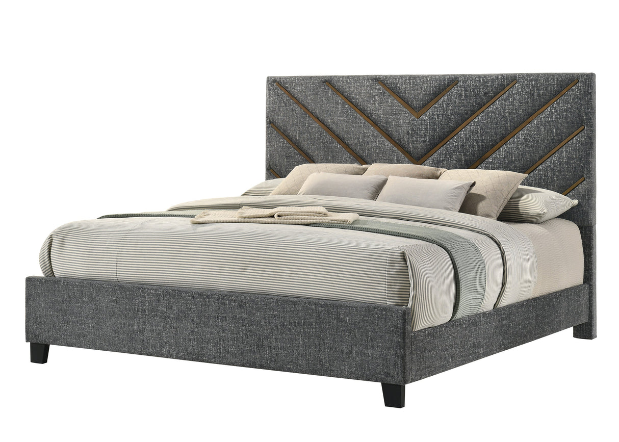 Zane Brown & Gray Upholstered King Bed by Crown Mark at Eve Furniture