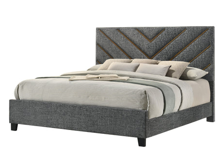 Zane Brown & Gray Upholstered King Bed by Crown Mark at Eve Furniture