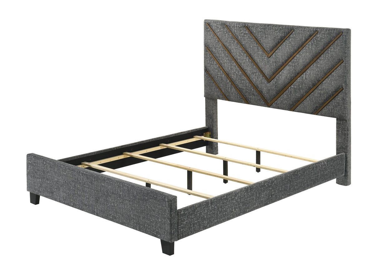 Zane Brown & Gray Upholstered Queen Bed by Crown Mark at Eve Furniture