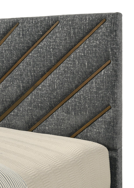 Zane Brown & Gray Upholstered Queen Bed by Crown Mark at Eve Furniture