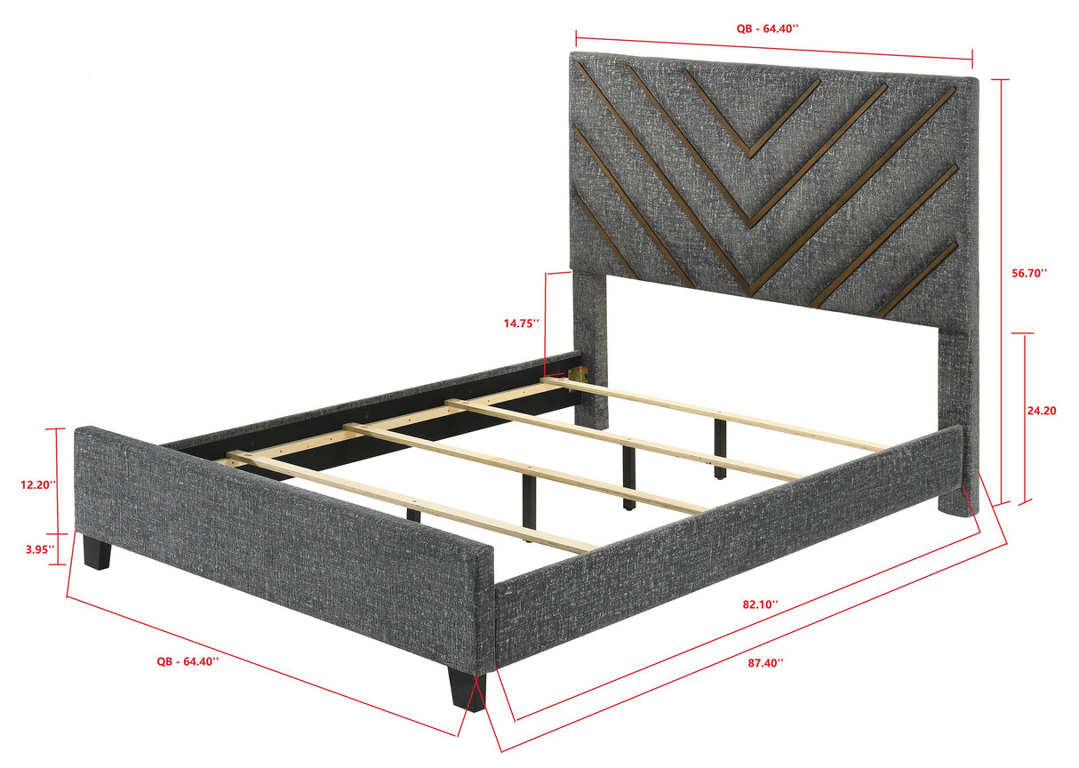 Zane Brown & Gray Upholstered Queen Bed by Crown Mark at Eve Furniture