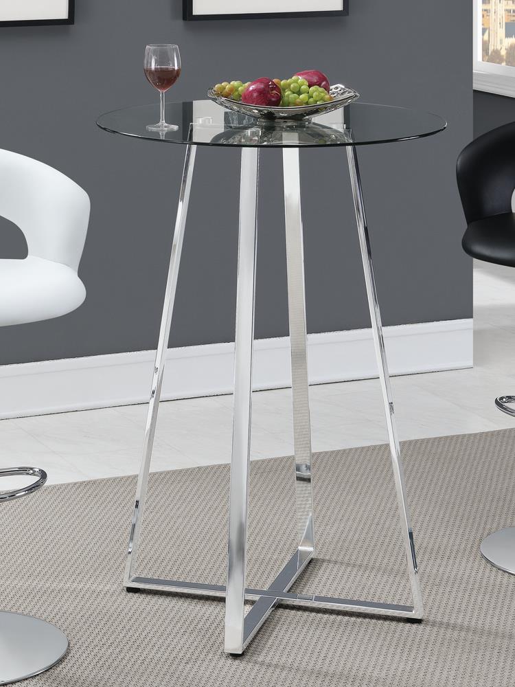 Zanella Chrome Glass Top Bar Table