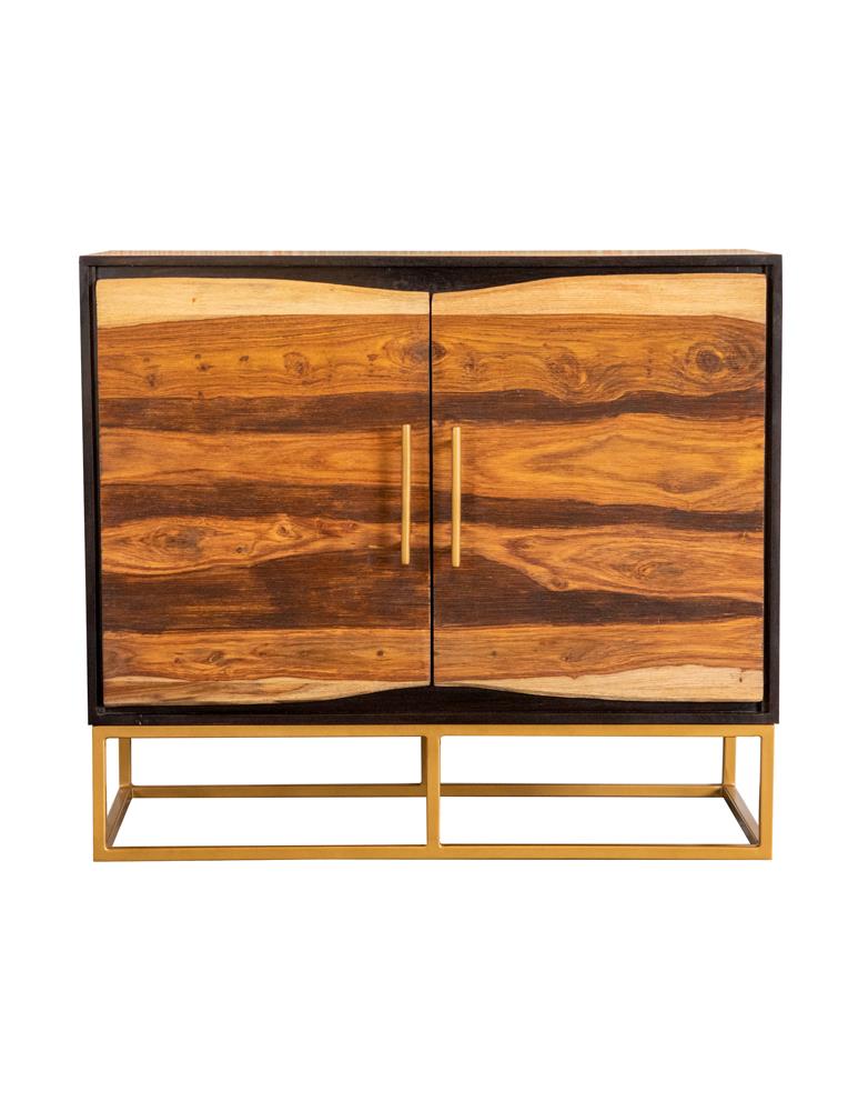 Zara Black Walnut/Gold 2-Drawer Accent Cabinet