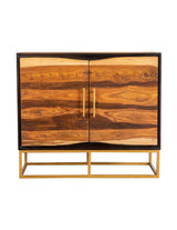 Zara Black Walnut/Gold 2-Drawer Accent Cabinet