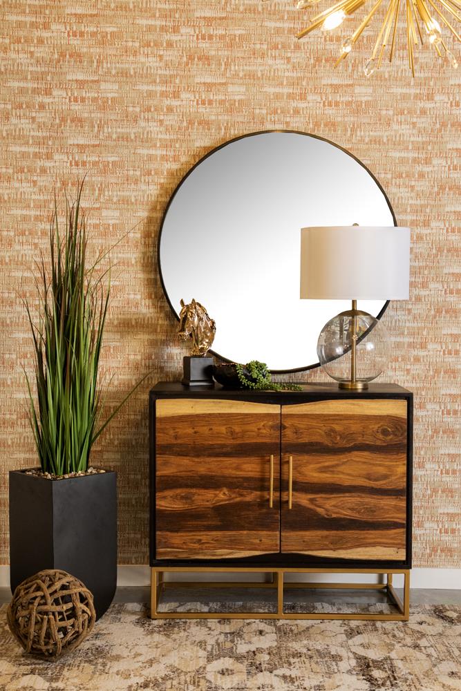 Zara Black Walnut/Gold 2-Drawer Accent Cabinet