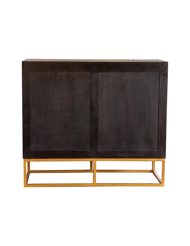 Zara Black Walnut/Gold 2-Drawer Accent Cabinet