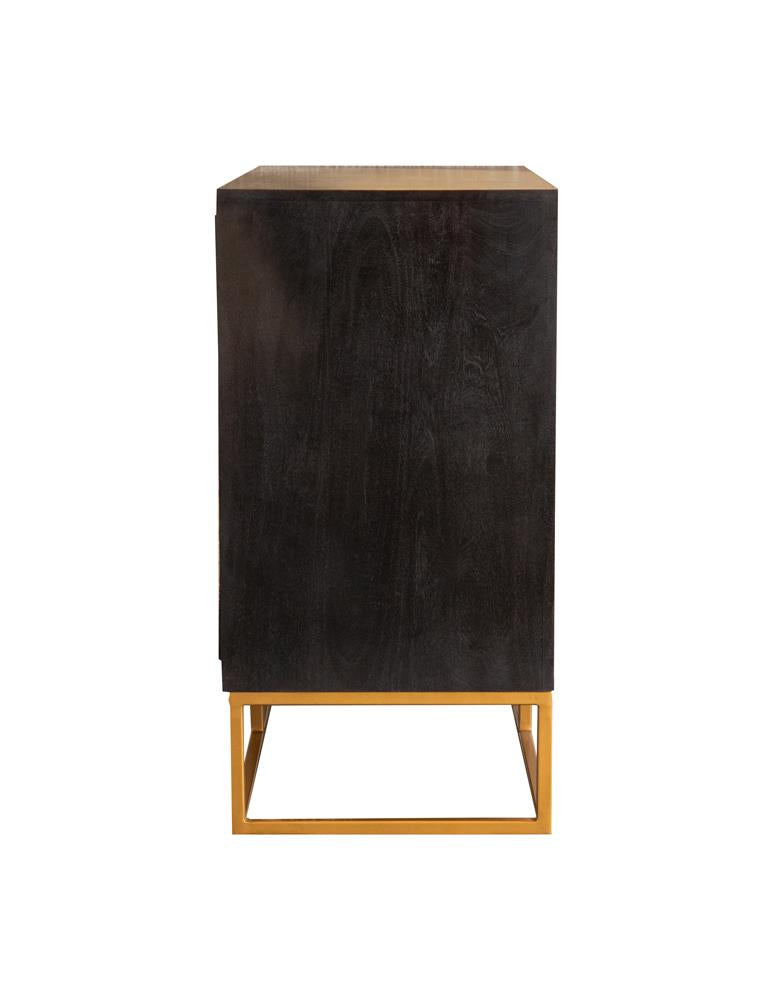 Zara Black Walnut/Gold 2-Drawer Accent Cabinet