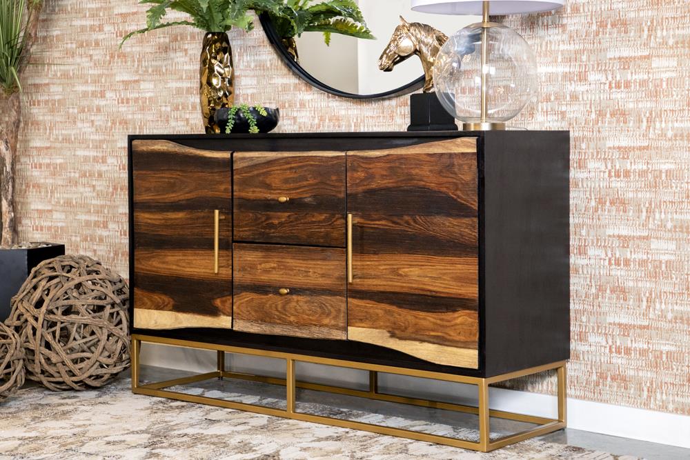 Zara Black Walnut/Gold 2-Door Accent Cabinet