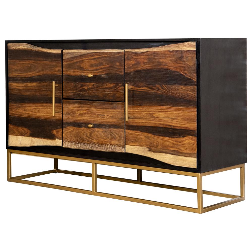 Zara Black Walnut/Gold 2-Door Accent Cabinet