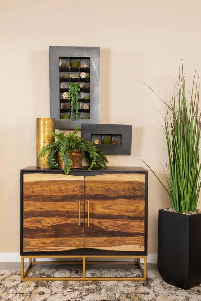Zara Black Walnut/Gold 2-Drawer Accent Cabinet by Coaster at Eve Furniture