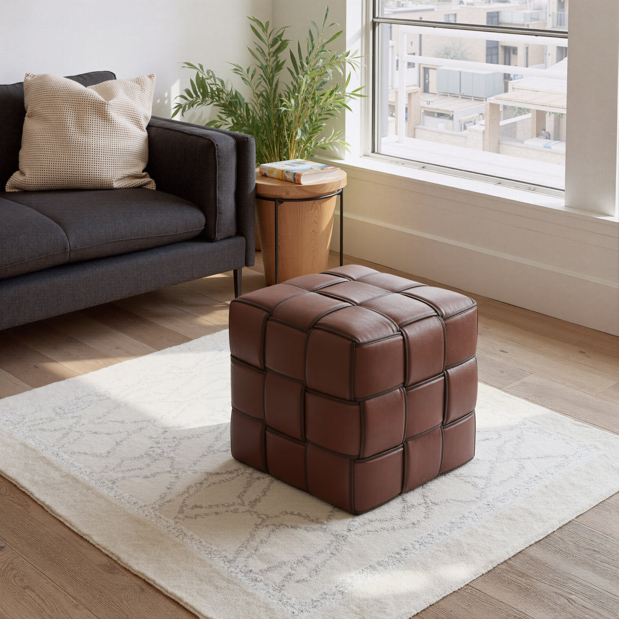 Zare Brown Ottoman by Zuomod at Eve Furniture