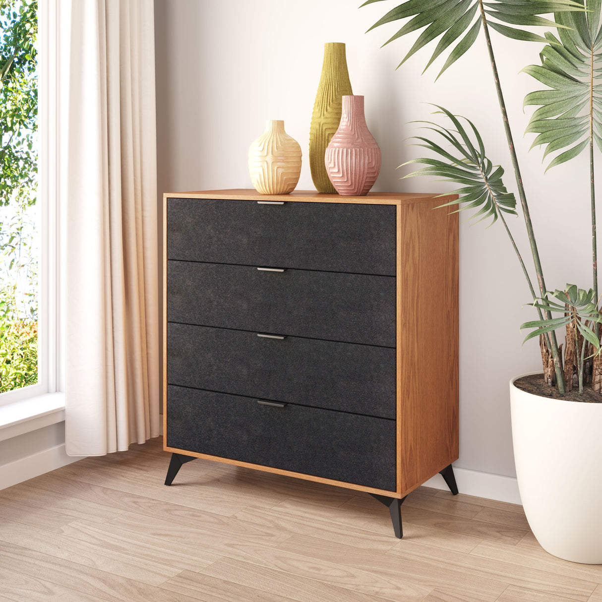Zarif Black & Walnut Chest by Zuomod at Eve Furniture