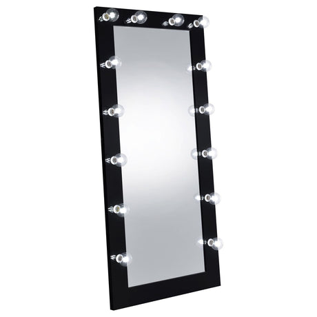 Zayan Black High Gloss Full Length Floor Mirror With Lighting by Coaster at Eve Furniture