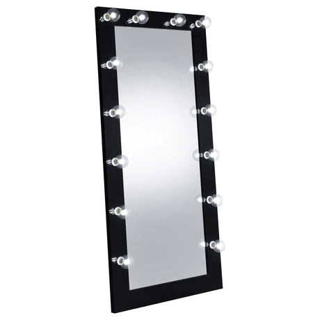 Zayan Black High Gloss Full Length Floor Mirror With Lighting by Coaster at Eve Furniture