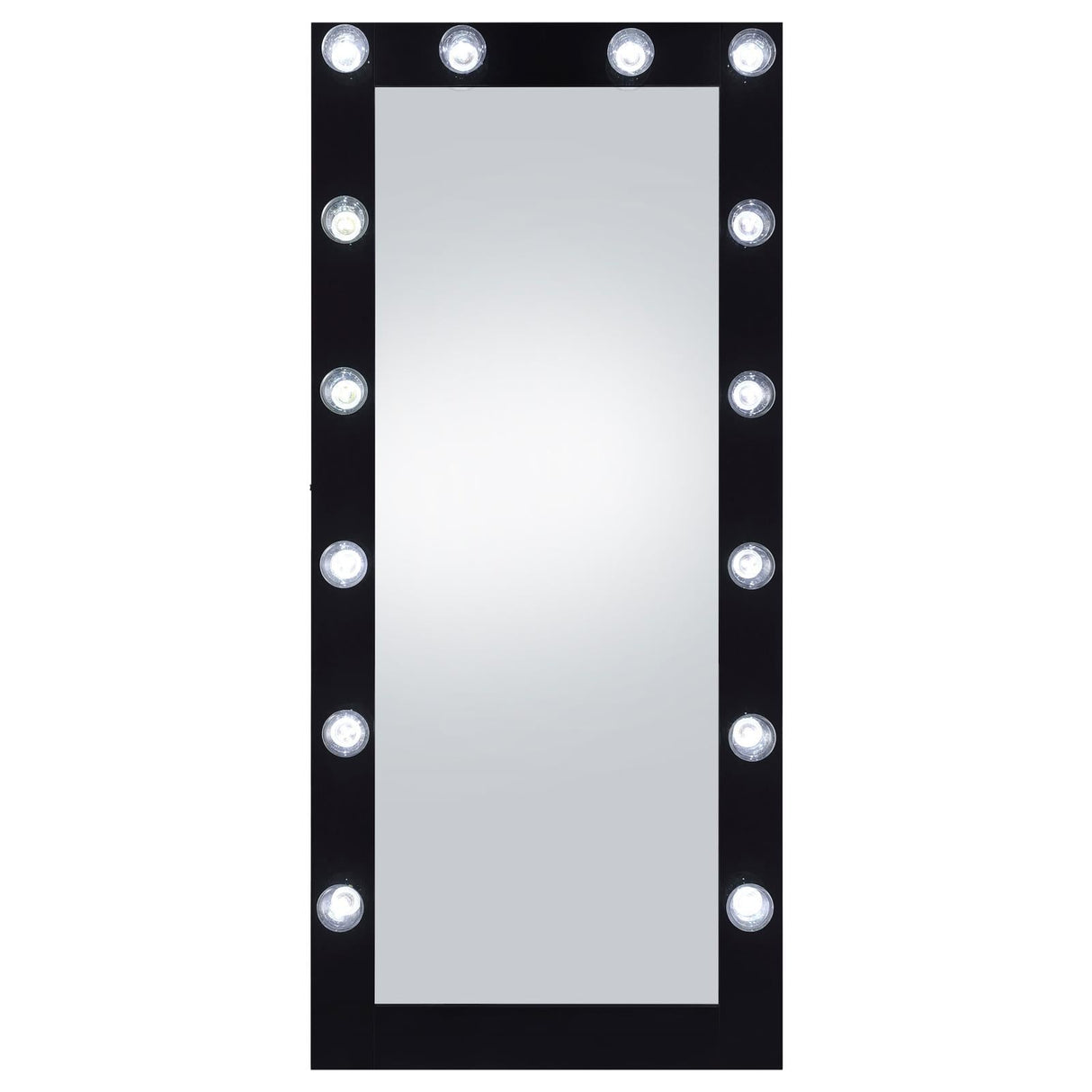 Zayan Black High Gloss Full Length Floor Mirror With Lighting