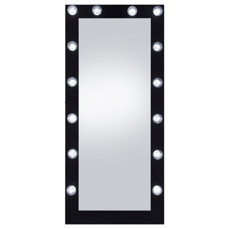 Zayan Black High Gloss Full Length Floor Mirror With Lighting by Coaster at Eve Furniture
