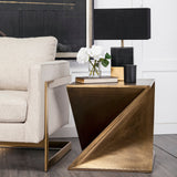 Zelda 20L x 20W Gold Metal-Cladded Z-Shaped Wooden Accent Table by Mercana at Eve Furniture