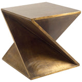 Zelda Gold Metal-Cladded Z-Shaped Wooden Accent Table by Mercana at Eve Furniture
